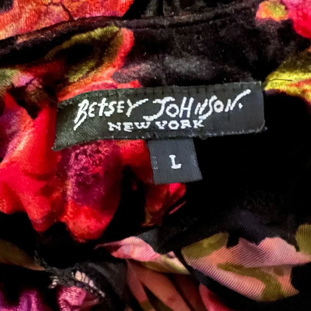 🚫SOLD🚫 Vintage Betsey Johnson Velvet Floral Backless Midi Dress - Picture 5 of 6